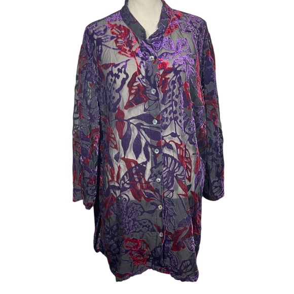 Sheer Cover Tops - Vintage Sheer/Velvet Blouse